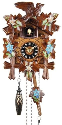 Eble Kuckucksuhr Kuckuckuhr Echtholz NEU batteriebetriebenes Quartzwerk Kuckuckruf Bemalt 22cm- 85990001