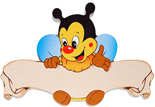 alles-meine.de GmbH Türschild/Namensschild/Wandbild - aus Holz - Biene - Schild selbstklebend - für Kinderzimmer/oder Haustier Hundehütte - Tiere für Kinder Tier - Honi..