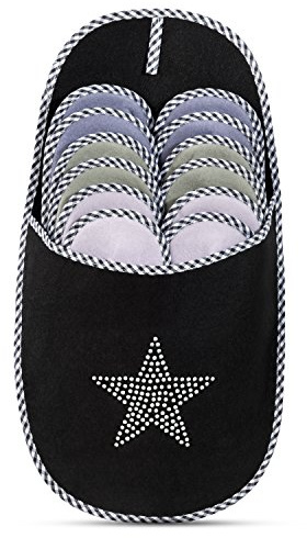 ONVAYA ABS Gästepantoffel Star 6er Set | Gästehausschuhe | Stern | Antirutsch | Hausschuhe | Gästeschuhe