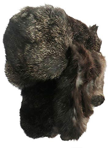 RUSSIANSTORE Unisex Russische Fellmütze Schapka Uschanka Kaninchenfell Farbe Dunkelbraun (58 Size L (EU))
