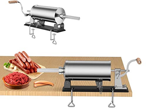 GIANTEX Poussoir à Saucisses Manuel,Machine à Saucisse en Acier Inoxydable, avec Pince de Table & 4 Tubes de Remplissage Différents, pour Maison, Restaurant (4.8 L)