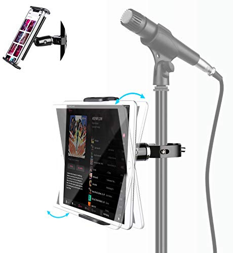 elitehood Metall 360° Drehbar Mikrofonständer Tablet Halterung | Tablet Mic Ständer Halterung für Mikrofon Musikstand Kompatibel mit iPad mini Air Pro, Mehr 4-12.9” Tablets und Telefon