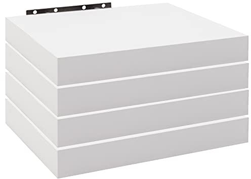 WOLTU Mensola da Parete, Mensola da Muro, Mensola in Legno MDF, Bianca, set di 4, per Cucina, Bagno, Soggiorno, ecc RG9365ws-4