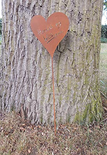 Gartenstab Gartenstecker Beetstecker Herzlich Willkommen Eisen Rost 75 cm
