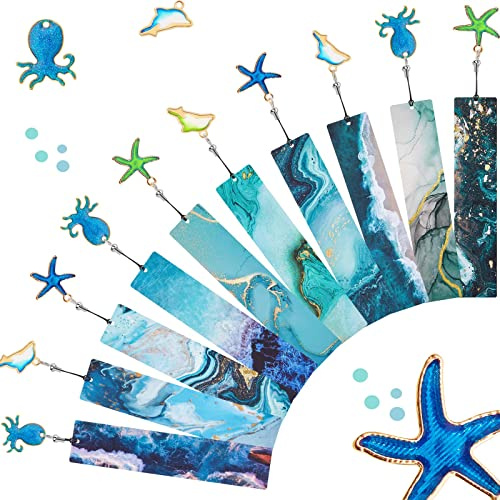 10 Segnalibri a Tema Oceano per Bambini Segnapagine per Studenti Insegnanti con 10 Ciondoli di Multi Animali Marini Oceanici per Leggere Ragazza Donna Adolescenti Aula Lettura Bomboniere