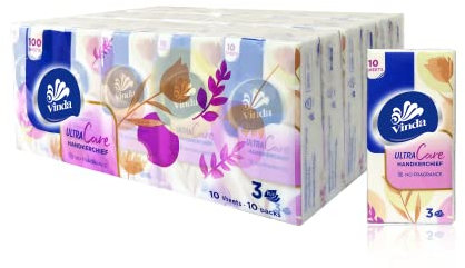 3-lagige Ultra Care Taschentücher, Reisegröße (30 x 10 Tücher)