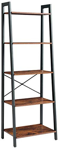 IBUYKE Ladder Shelf, 5-Tier Storage Organiser Shelves, 60x39.5x171cm, Plant Stand,Industrial Bookshelf, Living Room Bookcases, for Kitchen, Bedroom, Office TMJ017H-