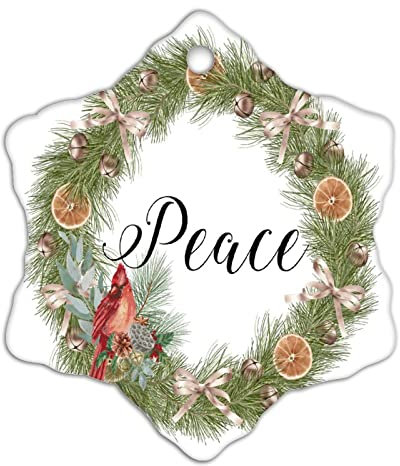 Ornamenti natalizi 2022 Peace Cardinal' Red Bird Corona Ornamento Ricordo Natale in Cielo Memoriale Ornamento di Natale Condoglianze Ricordo Lutto Regali funebri per decorazioni per feste di Natale