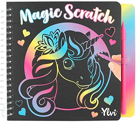 Depesche 12426 Ylvi-Magic Scratch Book mit 20 fantastischen Motivseiten, Booklet mit Farbverlauf und Kratzstift
