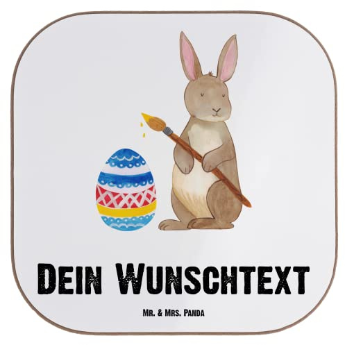 Mr. & Mrs. Panda Personalisierter Bierdeckel Hase Eier Malen - Personalisierte Geschenke, Osterhase, Osternest, Untersetzer, mit Namen, Ostern, Ostergrüße, Personalisiert, Frohe, Kaninchen