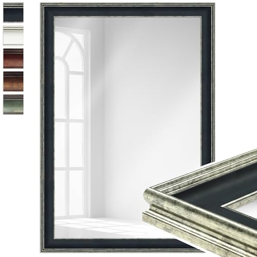 WANDStyle großer Spiegel Schwarz, großer Wandspiegel Vintage 70x100 cm | Barock Spiegel, Ganzkörperspiegel, Hängespiegel groß, Badspiegel Kunststoff, Flurspiegel Wand, H235 Made in Germany