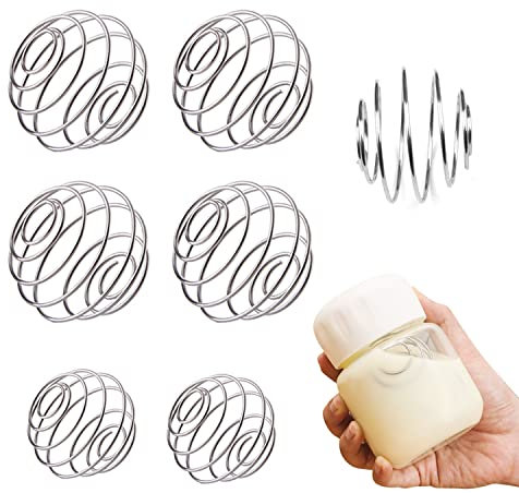 Juego de 6 piezas de bola de resorte de vaso agitador de acero inoxidable, bola de agitación, batidora auxiliar, utilizada para proteína en polvo, batido en polvo y otras bebidas mixtas
