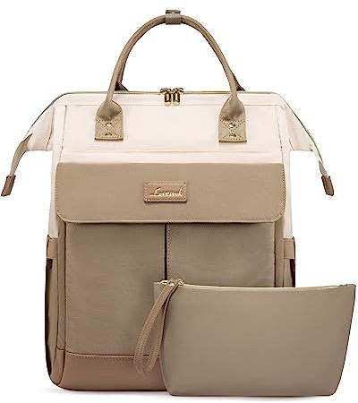 LOVEVOOK Rucksack Damen, Laptop Schulrucksack Teenager, Schultasche Mädchen Elegant 15.6 Zoll Backpack Women mit Kosmetiktasche Reiserucksack Wasserdicht Tagesrucksäcke Modern für Uni Travel Business