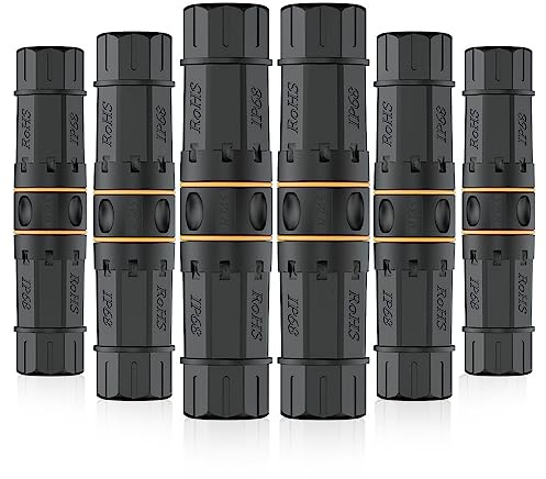 FGB 10 Gbps vattentät RJ45-kopplare Cat7, skärmad IP68 vattentät Ethernet-kontakt, vattentät Ethernet-kopplare utomhusnätverk LAN-kabel PoE, 6-pack
