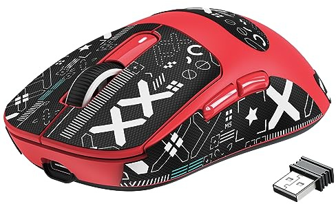 VGN GAMEPOWER Attack Shark X3 Superlight Ratón Gaming Inalámbrico, 49g Ultraligero Mouse Gaming, Sensor PAW3395, 26,000DPI, 2.4G/BT5.0/Cableado, Batería 200 Horas, Cinta Antideslizante, PC/Mac, Rojo