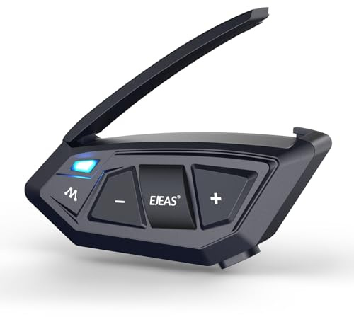 EJEAS MS20 Mesh 3.0 grupp intercom kommunikationssystem, motorcykelhjälm Bluetooth 5.1-headset med CVC-brusreducering för 20 personer full duplex som pratar samtidigt (1-pack)