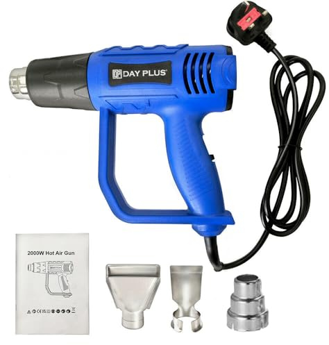 Ventilatore ad aria calda da 2000 W, 2 livelli di temperatura, 300/600 °C, pistola termica professionale per rimuovere vernice, vernice, sciogliere gli adesivi, restringimento del PVC, blu