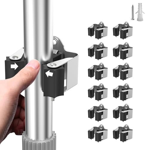 GARTOL 12 Stück Gerätehalter,Besenhalter Wand, Gartengerätehalter, Wandhalterung für Wischmopp, Besen, Schaufel, Werkzeuge