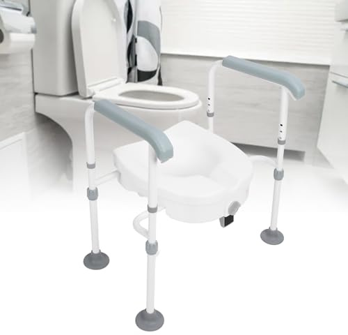 Sedile WC rialzato con maniglie ad alta stabilità in acciaio inox per sedile WC per anziani donne incinte