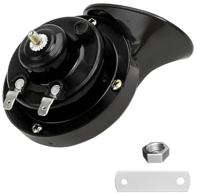 300DB Super Loud Car Horn, 12V Waterproof Car Air Electric Snail Horn, Auto High Low Tone Horn Replacement, Universal Accessories for Car, Motorcycle, Truck, Bike, Boat (Black TZ-101)