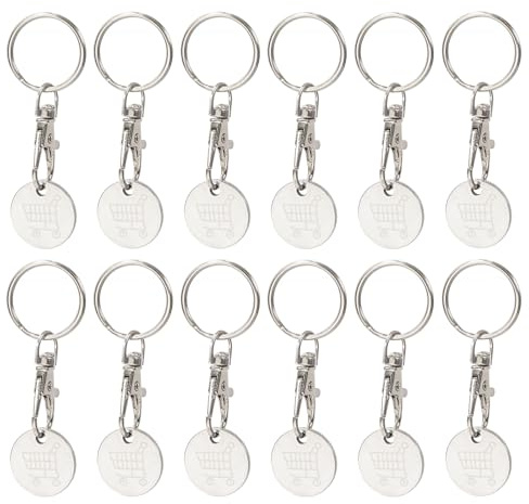12PCS Shopping Trolley Token Trolly Coin UK Metal Clips Pound Keyrings