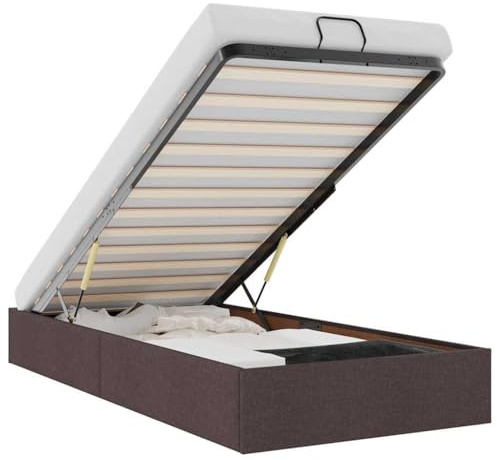 vidaXL Estructura Cama otomana sin colchón Tela marrón Oscuro 90x200cm