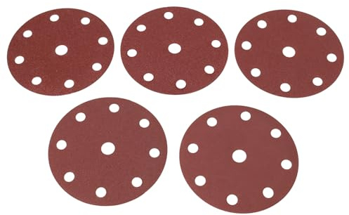 SG Store 50Pcs 125mm Sanding Discs 5 Inch 9 Hole Sandpaper Pads Hook and Loop 40/60/80/100/120 Mixed Grit Compatible with Festool for Sanding Wood Paint Varnish Plastic Plaster