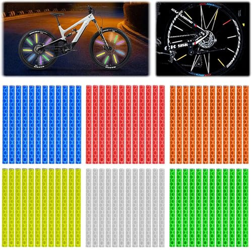 LuminKing Réflecteurs de Vélo 72 Pièces - Bâtonnets réfléchissants faciles à Fixer sur Les Rayons de vélo, matériau hautement réfléchissant Augmentant la visibilité jusqu'à 160 m, 6 Couleurs