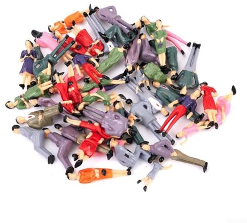 50 Stück Kunststoff Modell Menschen Figuren 1:32 Maßstab sitzend stehend für Zug Layouts Landschaft Diorama Landschaft