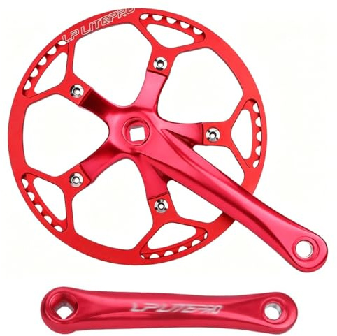 KANGXYSQ 170mm Klapprad Quadratische Kurbelgarnitur 45/47/53/56/58T Rundes Kettenblatt Faltrad Kurbelarm Set Aus Aluminiumlegierung(Rosso,58T)
