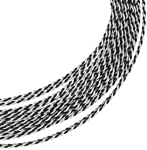 BENECREAT Alambre trenzado redondo para joyas, 4,5 m, 0,8 mm, latón resistente al deslustre, para la fabricación de collares, pulseras y proyectos hechos a mano, color negro y platino