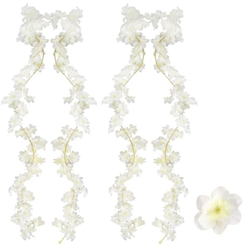 2 fiori di ciliegio decorativi, 1,8 m, fiori artificiali, da appendere, in seta artificiale, fiori di ciliegio, decorazione per matrimoni, feste, casa, giardino, arco, pareti bianche