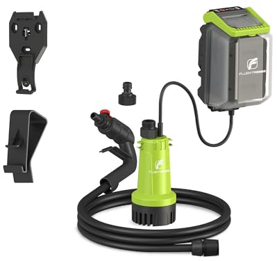 FLUENTPOWER Cordless Submersible Water Transfer Pump, 530GPH 2Bar, Portable Sump Pump, Compatible with DEWALT 20V MAX Battery (Not Included)