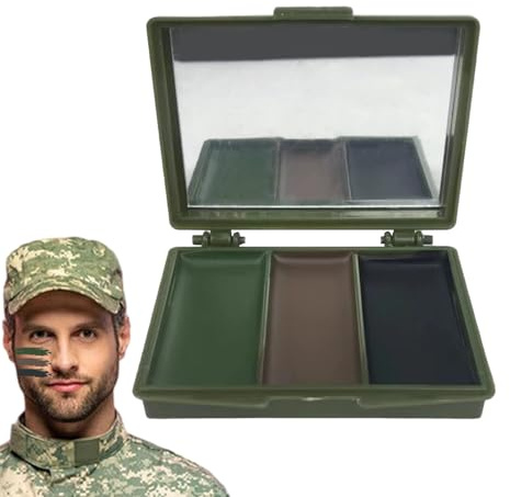 Maquillage De Visage Mimétique - Kit Compact Avec Miroir Et Couleurs De Camouflage | Peinture Multicolore Pour Le Visage | Dissimulation Résistante À L'eau Pour Les Activités De Chasse, De Randonnée,