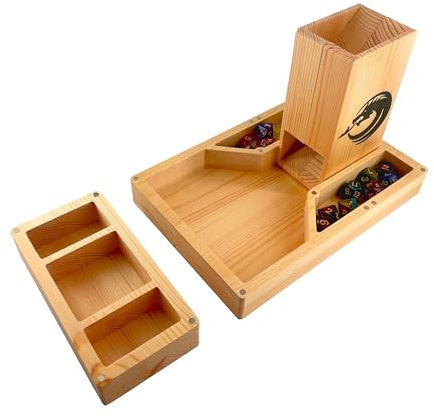 Hunmor Torre de dados de madera DND Dice Tower, torre de dados con tablas de dados