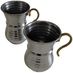 Bakir Cezve Mokkakanne aus Kupfer Dzhesva Milchtopf Espressokocher Ayran Tasse Kupfertasse Chromtasse (Chromtasse 2 Er Set)
