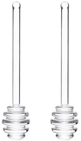 2Pcs Transparent 6 Glass Honey Dipper Sticks Stirring Sticks Server Honey Spoon Dipper Stirrer Honey Wand for Honey Pot Jar Containers Honey Dispense Drizzle, Home and Kitchen