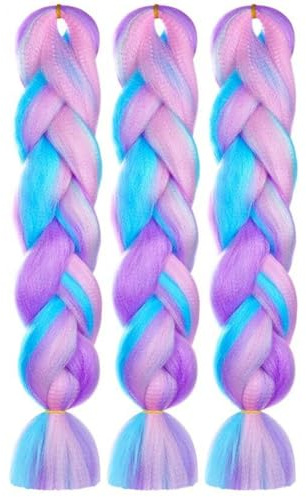 AUYAO Rajout Cheveux Tresse, 3PCS Jumbo Braids Meches, 61cm Extension de Cheveux de Fibre Synthétique pour Crochet Twist Tressage