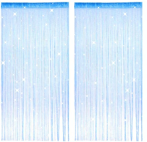 2 Pezzi Tenda a Fili per Porta, 100 x 200 cm Tenda Antimosche, Glitterata Tendas a Fili per Interno, Divisori Per Stanze, Decorazioni per Stanze, Adatte per Matrimoni, Bar, Ristoranti, Porte (Blu)
