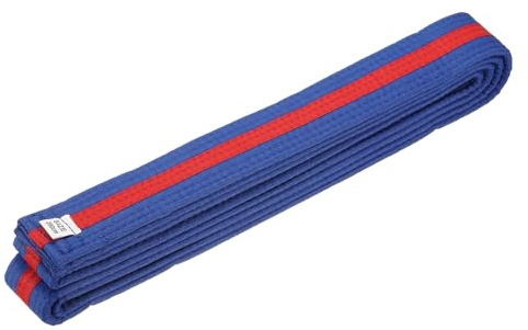 YELARXI Karate Belt, Martial Arts Ranking Belts Solid Cotton Double-Layered Core Long Soft Uniform Training Equipment Fitting for (Taekwondo/Karate/Judo/BJJ/Competition) 9.2 ft & Blue/Red