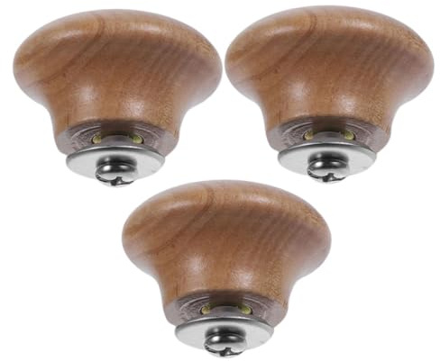 Universal Pot Lid Knob 3pcs Wooden Brown Replacement Handle | Heat Resistant, Easy to Detach, Large Bearing Capacity, Classic Shape for Steaming Pots and Milk Pots