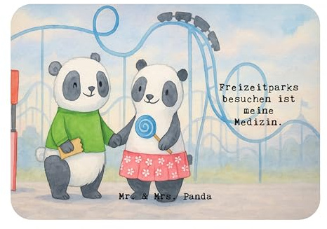 Mr. & Mrs. Panda magnet Pandas Freizeitpark besuchen Design - Geschenk, haftmagnet, küchenmagnet, Kühlschrankmagnet, holzmagnet, whiteboardmagnet, Achterbahn fahren