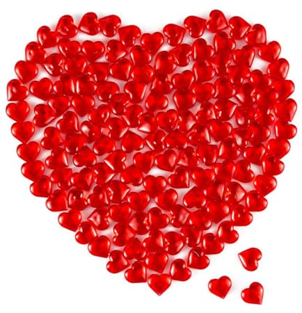 GUIZIYAO 100 Pezzi Cuore Cristalli Decorativi, 3D Cuori Rossi, 22MM Mini Sassolini Decorativi, Adatto Decorazioni per Matrimoni, Decorazioni per Tavoli, Riempimento di Vasi, Lavori di Bricolage