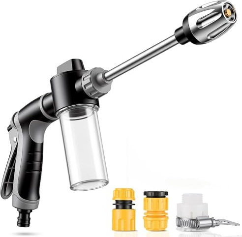 Pistola de agua de alta presión para manguera de jardín, pistola de alta presión con 3 modos de pulverización, pistola de agua de alta presión, ideal para lavado de coches, limpieza de terrazas, riego