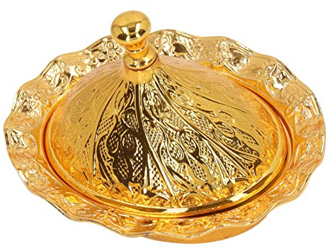 TOPINCN Zuccheriera Vintage Dorata con Coperchio in Stile retrò, Ideale per la Cucina Domestica, Decorazione per Feste di Matrimonio, in Lega di Zinco