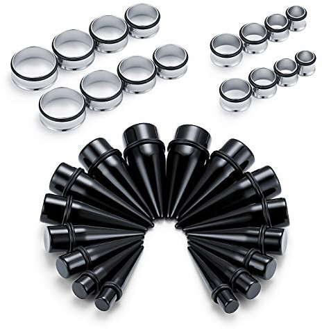 Funseedrr 32stk Ohr Dehnstäbe Set 10-24mm Ohr Tunnel Taper Expander Piercing Edelstahl Acryl