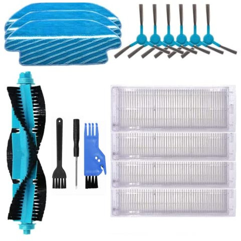 ZITFRI Accesorios de Recambios para Cecotec Conga 3490 3290 Robot Aspiradora, 17 PCS Set de Repuestos con 1 Cepillo Principal, 6 Cepillos Laterales, 4 Filtros HEPA, 3 Mopas, 3 Herramientas Adicionales