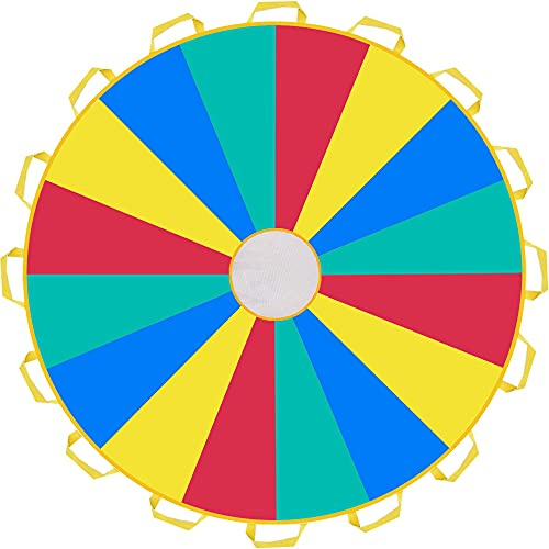 Rettebovon Parachute with Handles 20ft Play Parachute Games for Outdoor Team Games,You Can Also Use it for Trampoline Cover Picnic Mat Furniture Cover