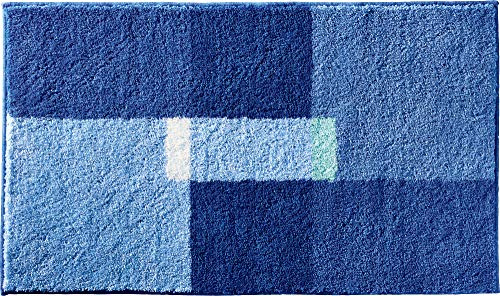 Erwin Müller Badematte, Badteppich, Badvorleger Zagori rutschhemmend blau Größe 60x100 cm - herrlich weich und flauschig, für Fußbodenheizung geeignet (weitere Größen, Farben)