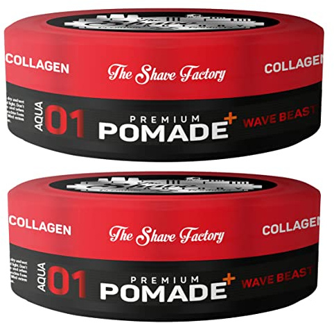 The Shave Factory Premium Pomade 01 Wave Beast 150ml | Starker Halt & Extra Glanz | 2 Stück